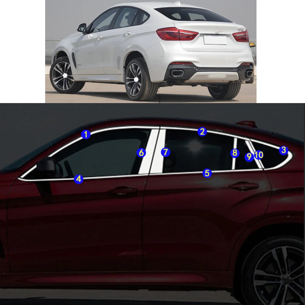 

Sticker Garnish Pillar Window Middle Strip Trim Frame Hoods For BMW X6 xDrive 28i 30i 35i 40i 2015 2016 2017 2018 2019 2020 2021