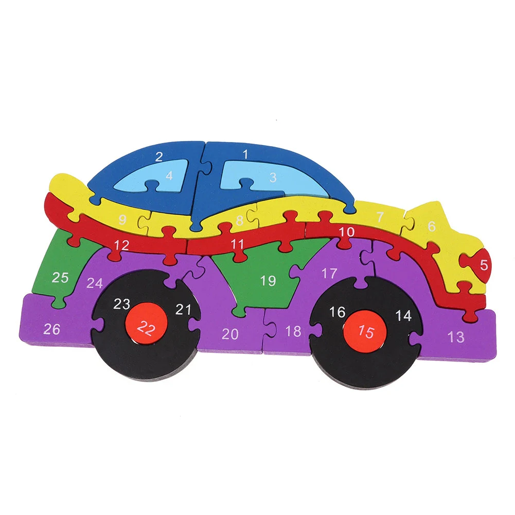 

Wooden Colorful Alphabet 3D Car Vehicel Model Jigsaw Puzzles Education Kids Toy New
