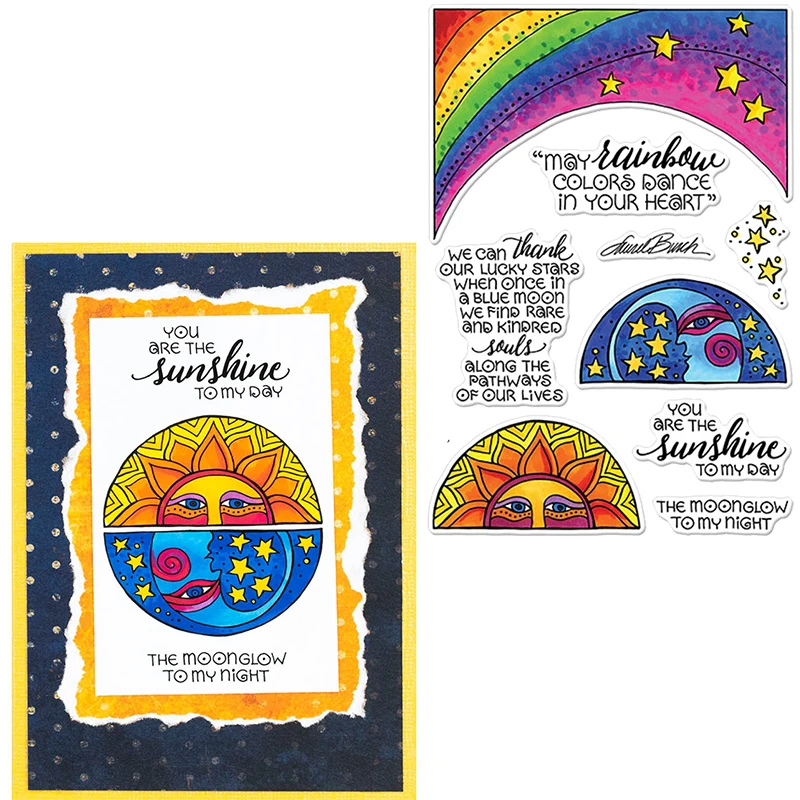 

Day&Night&Rainbow Clear Stamp Sky Scene Clear Transparent Silicone Stamps 2020 For DIY Card Making