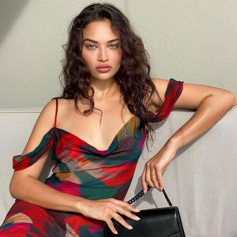

Sexy Fashion Print Sleeveless High Waist Long Dress for Women Summer Holiday Sleeveless Club Party Long Dress Elegant Clothes