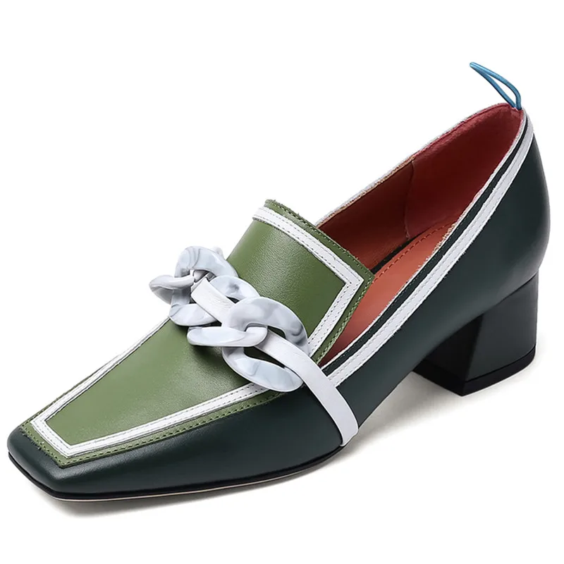 

Женские тонкие туфли с цепочками; Женские туфли-лодочки на массивном каблуке; Сезон весна-лето; Повседневная обувь; Женские офисные туфли-ло...