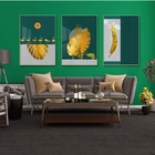 Абстрактная Золотая картина с фламинго, перьями, листьями растений, настенный Золотой постер, современный стиль, печать на холсте, живопись, искусство, коридор, уникальный 5-71