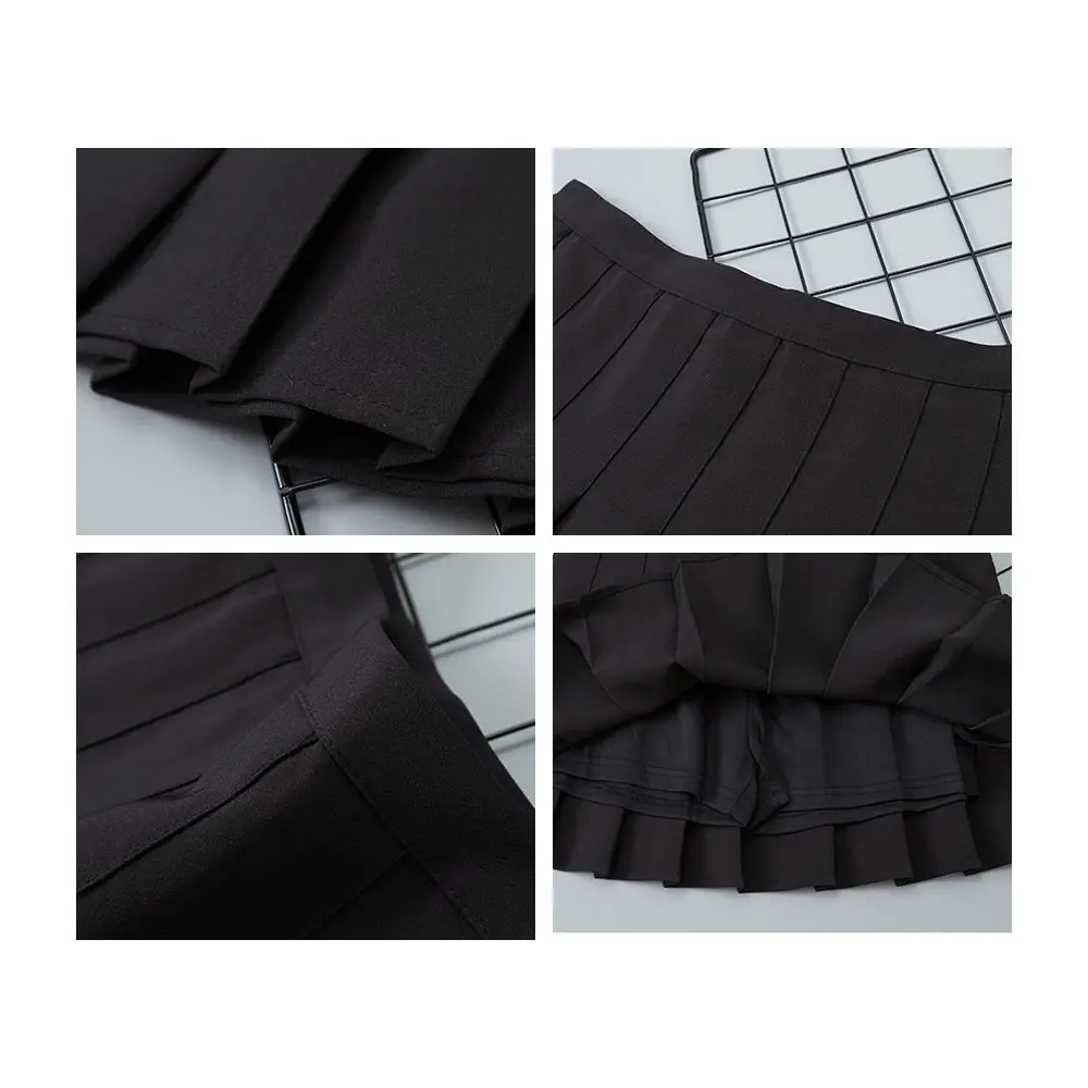 

Women High waist Pleated Skirt 2021 Spring Autumn Casual Kawaii A-line Skirts Japanese School Uniform Mini Skirts