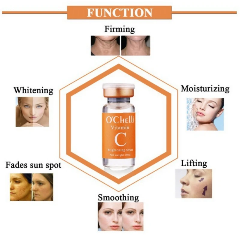 10ml Vitamin C Serum Whitening And Anti-Aging Fade Spots Removing Freckle Anti Winkles Moisturizing Face Cream |