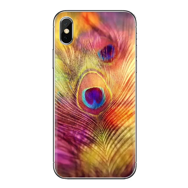 Павлин мех для iPhone XS Max XR X 4 4s 5 5S 5C SE 6 6S 7 8 Plus samsung Galaxy J1 J3 J5 J7 A3 A5 мягкие прозрачные