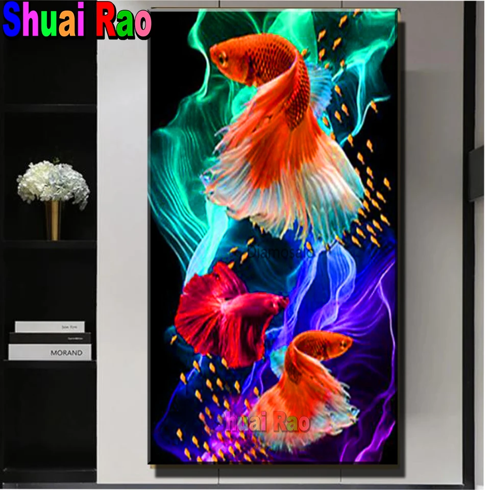 

5D DIY Diamond Painting Koi Fish Full Drill Diamond Embroidery Animal Mosaic Cross Stitch Art Goldfish Handicraft Christmas Gift