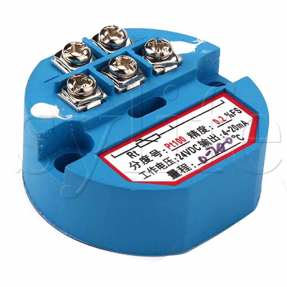 Передатчик датчика температуры термопары PT100 от 0 до 200 DC 24V Синий|transmitter case|sensor