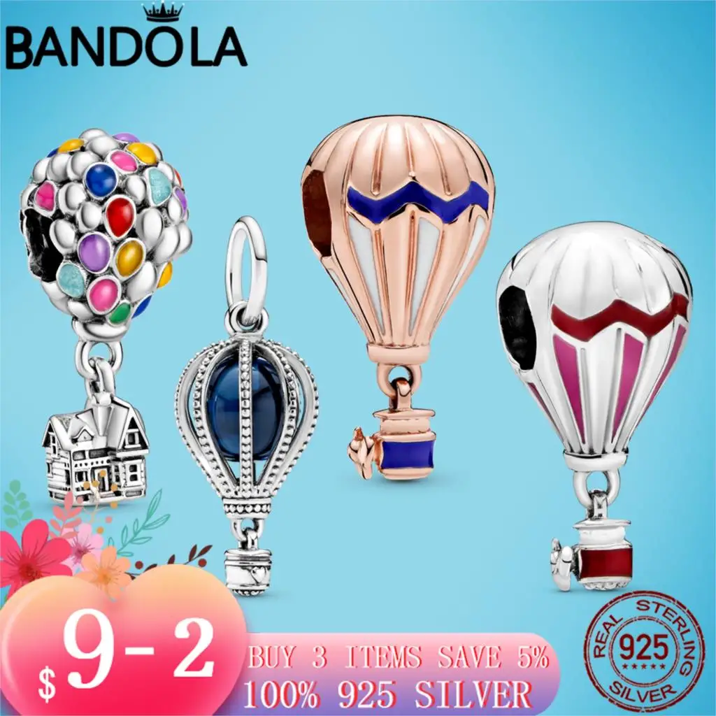 

2020 Hot style rose Blue air balloon Charm silver colour beads Charms Fit Original Pandora Bracelet Bangles Jewelry making