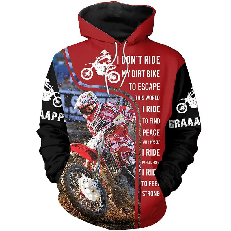 Dirt Bike Racer 3D принт по всей длине толстовка унисекс в стиле Харадзюку на каждый день