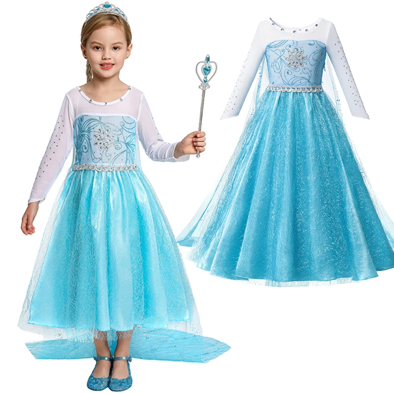 Костюм принцессы Elza для косплея вечерний костюм девочек Модный комплект