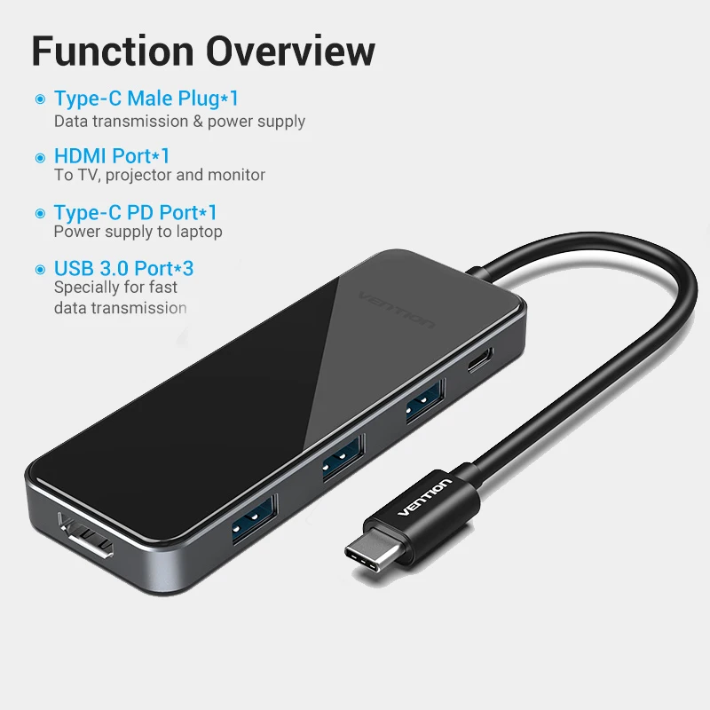 Мультипортовый адаптер Vention USB C типа на HDMI PD 3 0 многопортовая док станция для MacBook