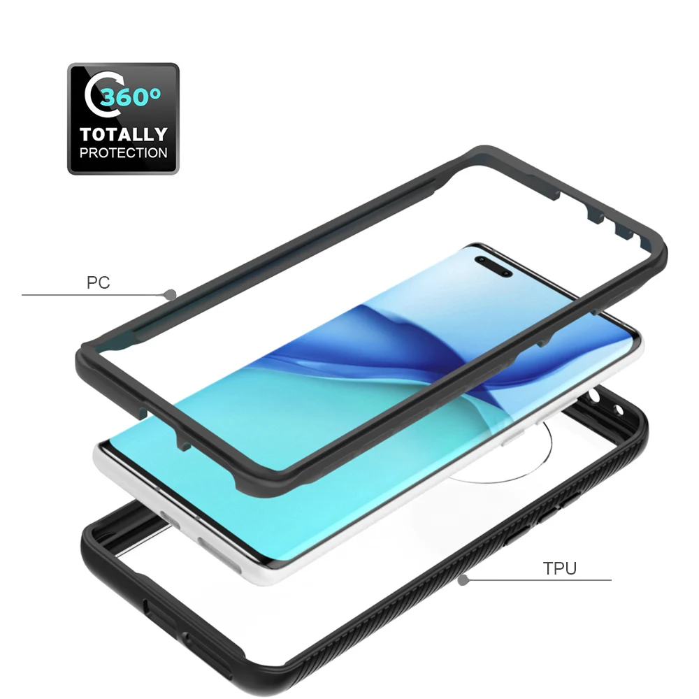 

Black Shockproof Case For Huawei Honor 20 P30 P40 Lite Mate 40 Pro Y6 Y7 Y9 2019 Shell Phone Soft Bumper TPU + PC Back Cover
