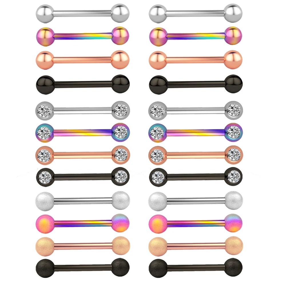 2 шт. штанга для языка сексуальная Хрустальная сосков кольца пирсинга 14 г цветной
