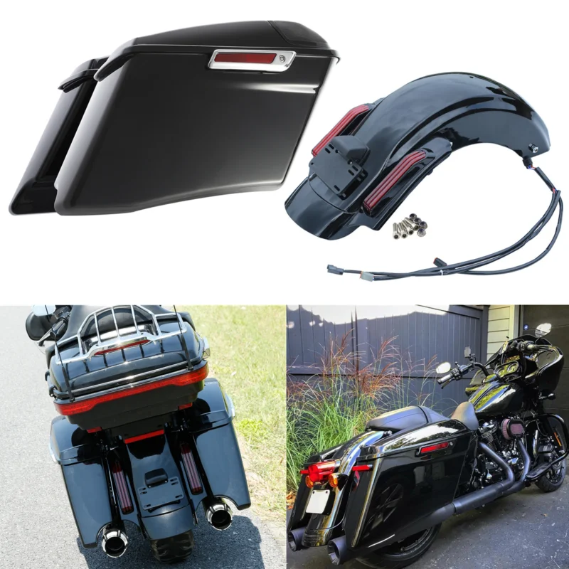 

Motorcycle 4" Extended Hard Saddlebags Rear Fender For Harley CVO Touring 2014-2020 Road King Road Street Electra Glide Special