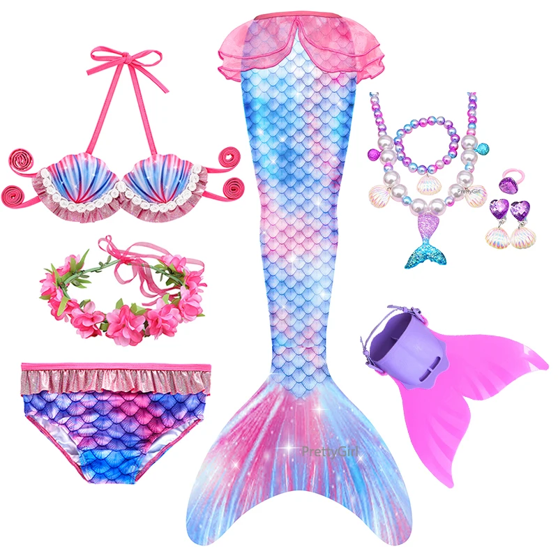 Купальник с хвостом Русалочки для плавания девочек PrettyGirl детский костюм косплея