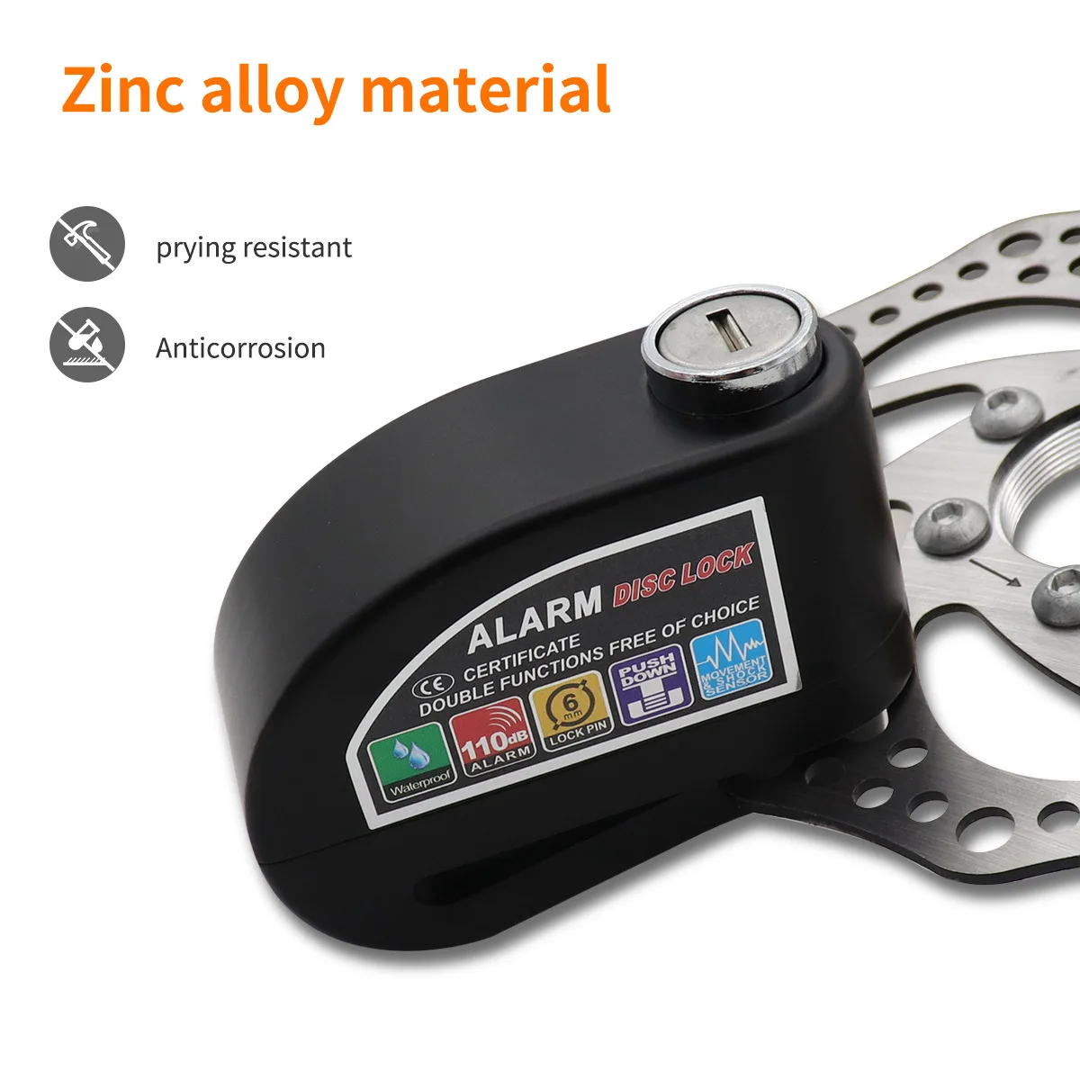 

Motorcycle bicycle disc brake lock Mountain bike disc brake anti-theft alarm lock Mechanical alarm mode can be switched