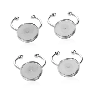 10pcsLot No Fade Stainless Steel Adjustable Ring Settings BlankBase Fit 12mm Glass Cabochons DIY Jewelry Making Findings