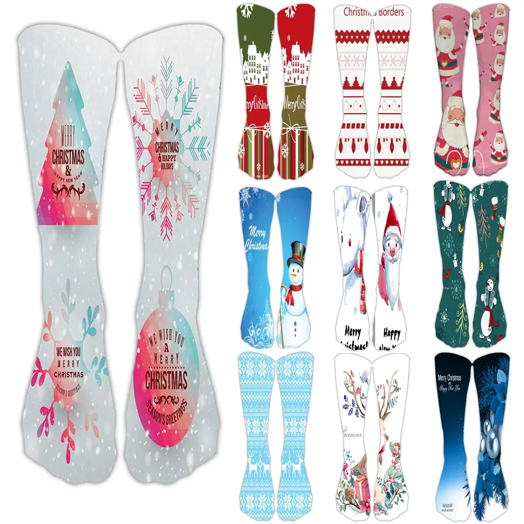 Женские Мужские носки повседневные деловые 3D Рождественские с Санта-Клаусом и