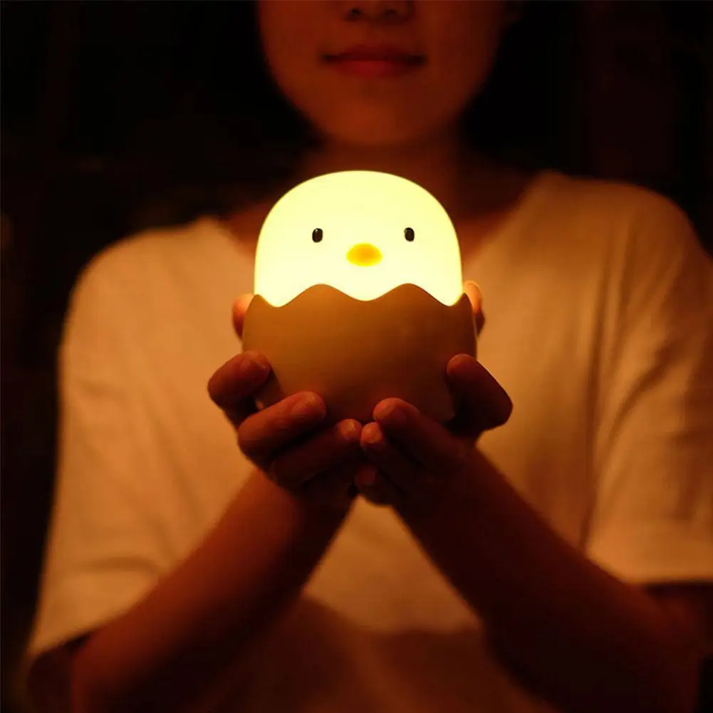 

LED Children Night Light For Kids Soft Silicone USB Rechargeable Bedroom Decor Gift Animal Chick Night Lamp