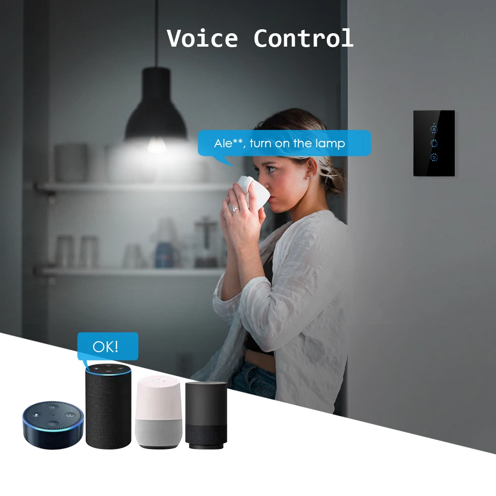 AC 95-250V Smart WiFi Dimmer Switch Voice/APP Remote Control Light Touch Compatible with Amazon Alexa Google Home | Обустройство дома