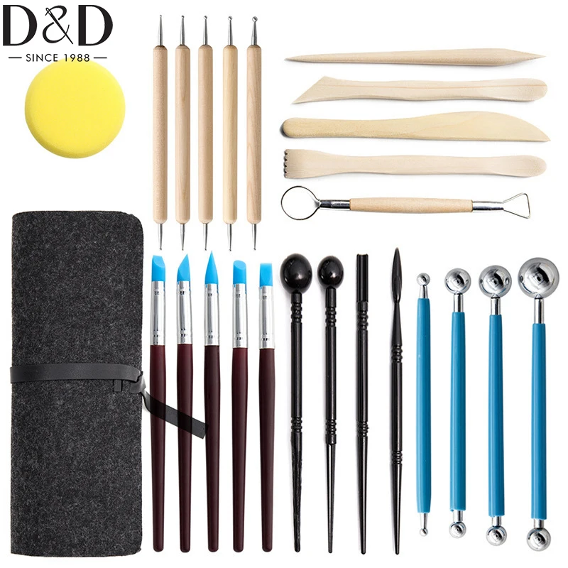 

D&D 25pcs Polymer Clay Tools Ball Stylus Dotting Tools Modeling Clay Sculpting Tools Set Rock Painting Kit for Sculpture Pottery