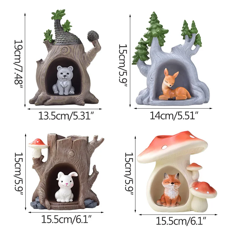 

Animal Family Home Suppliers Desktop Decoration Figurines Resin Miniature Model Children Room Decoration Ornaments Plants Pots