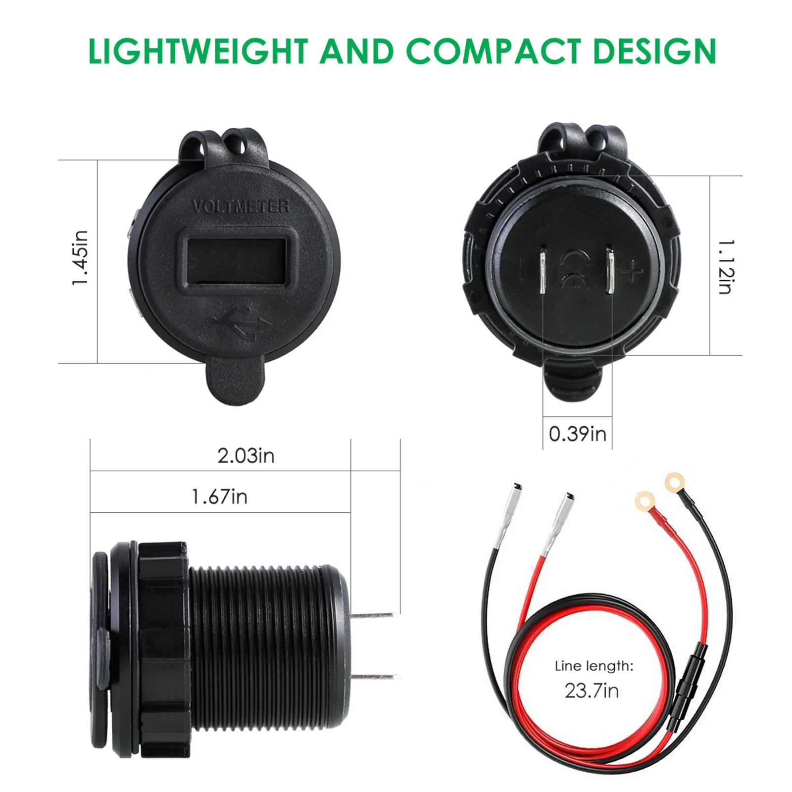 

Quick Charge 3.0 Aluminum Motorcycle Boat Car 2 USB Charger LED Voltmeter For Car Motorcycle Drop Ship With LED Voltage Meter