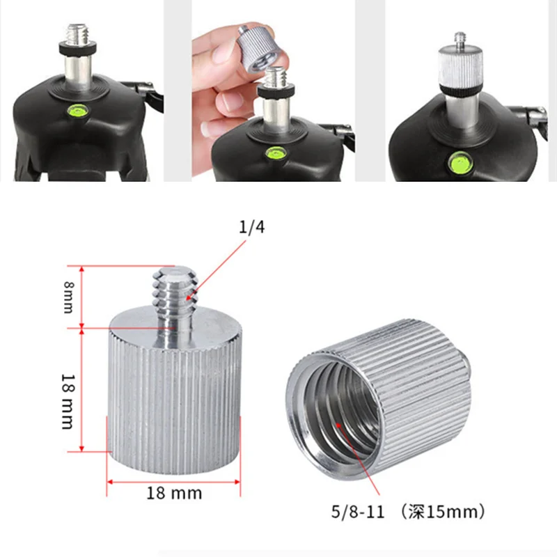 Aluminum Alloy 5/8 To 1/4 Screw Adapter Studs for Mic Stands Tripods Level Rangefinder Camera Photographic Holder Accessories |