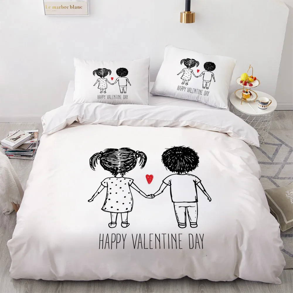 

Комплект постельного белья с мультяшным 3d-рисунком, Комплект постельного белья, удобная наволочка, King, Full, Double, Single, белый домашний текстиль