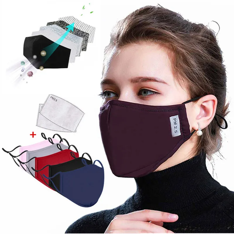 Маска для рта взрослых хлопковая противопылевая маска фильтр с активированным