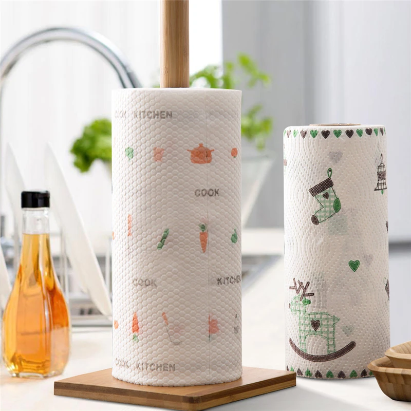 

Wonderlife 1 Roll Cleaning Cloths Non-Woven Fabric Lazy Rags Wet and Dry Washable Disposable Dish Paper Towel Cloth for Kitchen