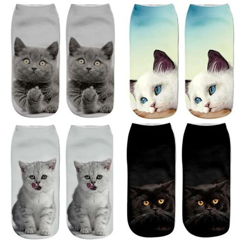 Новинка 2020 милые женские носки с забавным 3D-принтом животных хлопковые до
