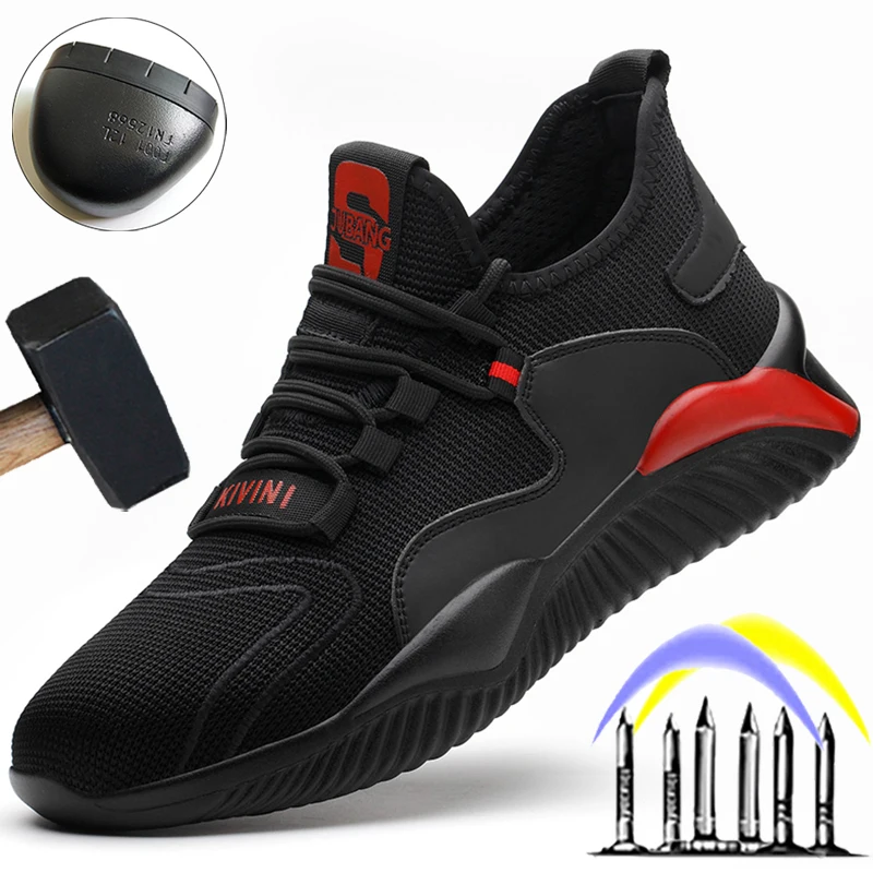 

Мужские защитные кроссовки со стальным носком, Нескользящие, непрокалываемые, рабочая обувь, 47 48