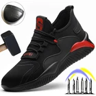 Мужские защитные кроссовки со стальным носком, Нескользящие, непрокалываемые, рабочая обувь, 47 48