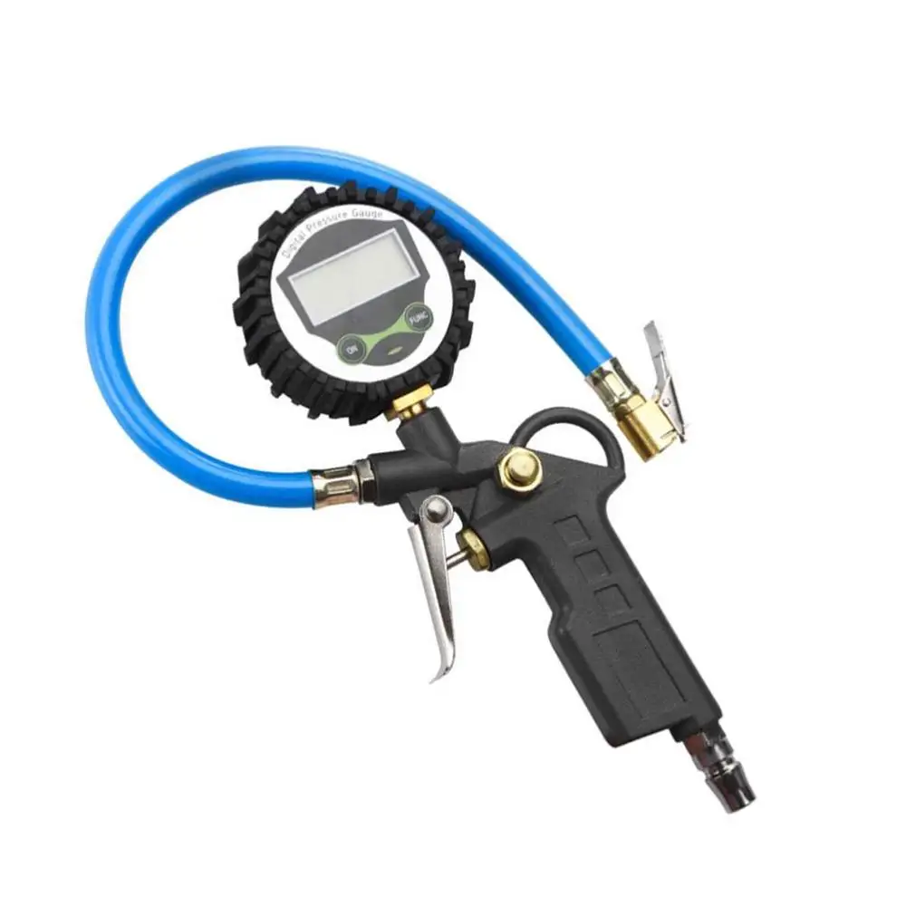 

Multi-functional Tire Pressure Meter Air Inflator Decompression Tool for Truck Motorcycle Car - American Style (Grey)