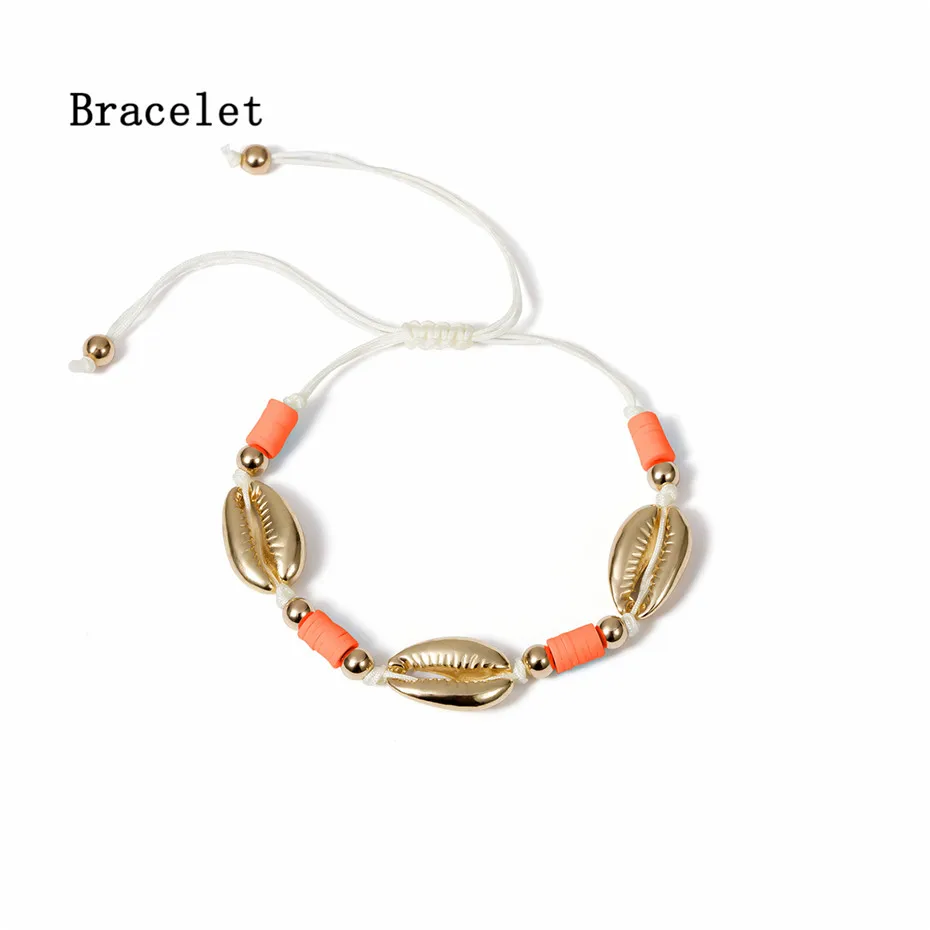 Bracelet IngeSight. Z богемный сплав оболочка браслет на запястье амулет Регулируемая Радуга веревка цепь браслет цепь на запястье для женщин ювелирные изделия - Окраска металла: Bracelet