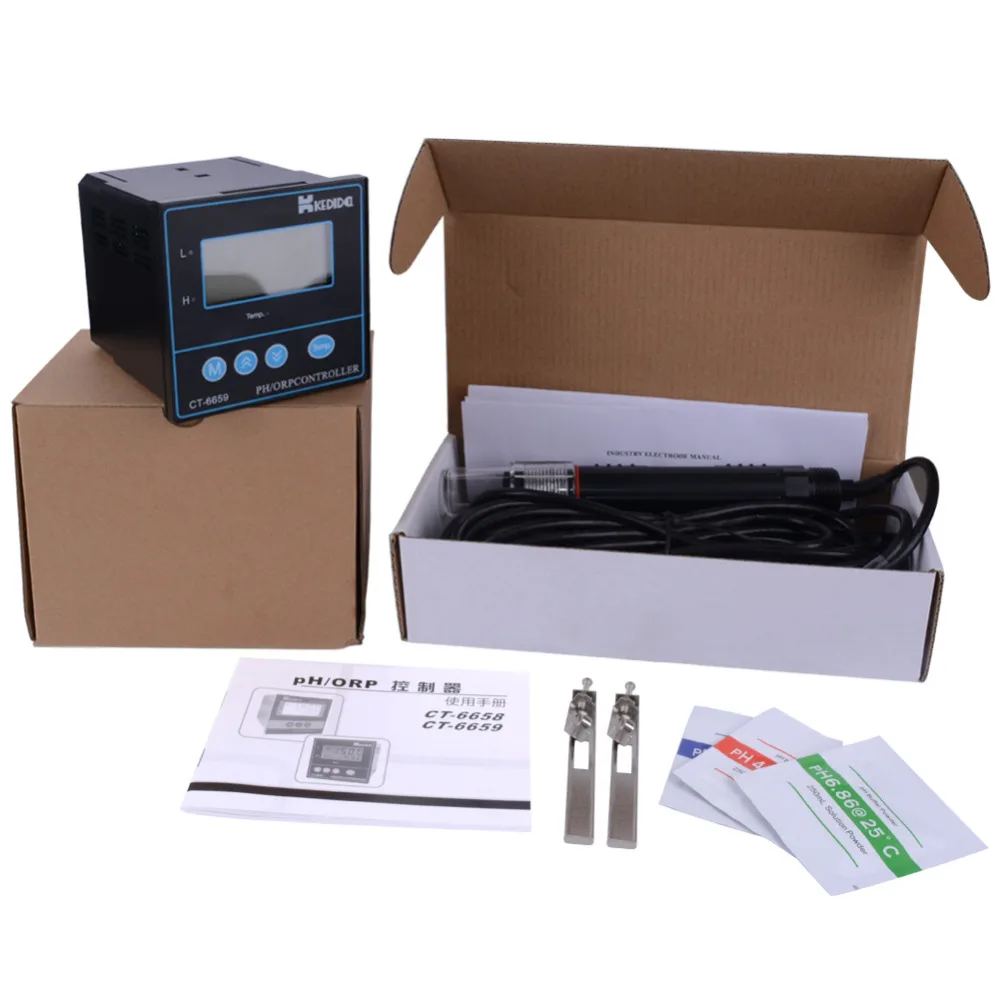 CT-6659-Type Industrial PH Meter PH/ORP Controller Value Detector AC 220V Measuring Range 0-14PH With Electrode CT-1001C | Инструменты