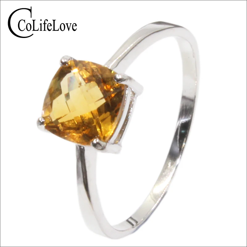 Женское кольцо из серебра 100% пробы с цитрином|silver citrine ring|jewelry wedding ringsjewelry rings |