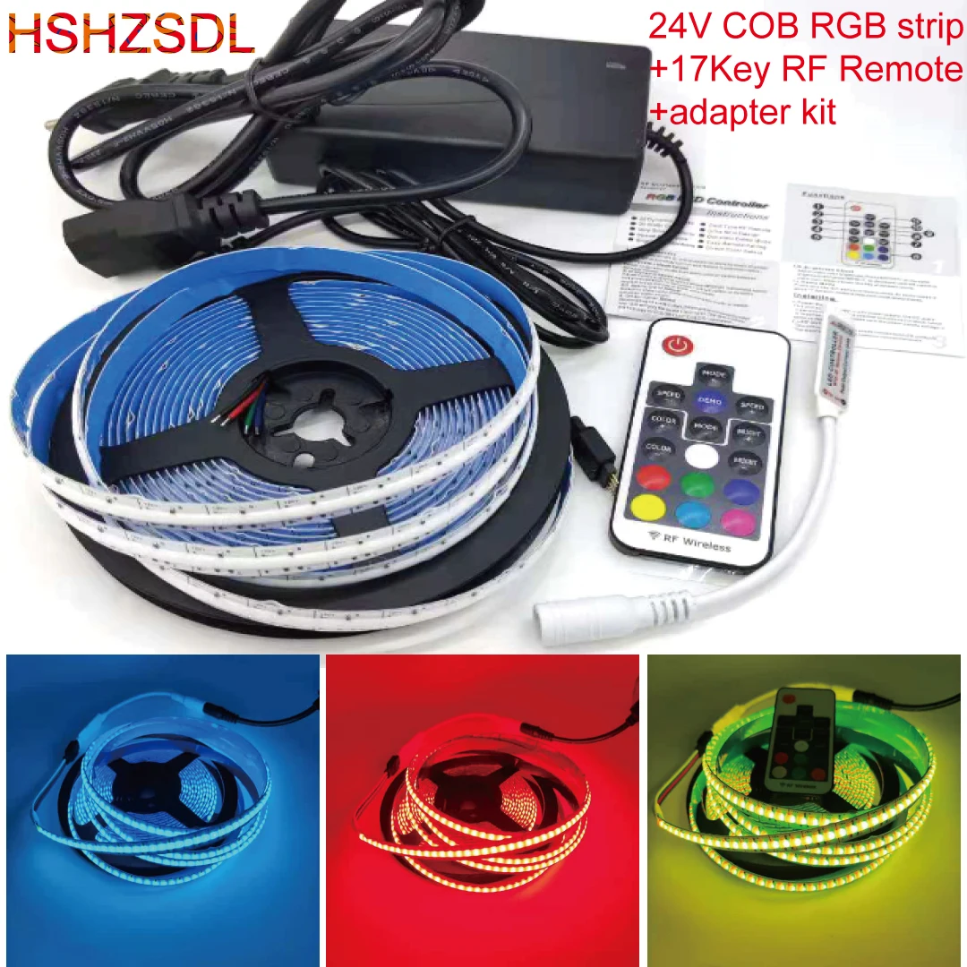 Мягкая гибкая цветная лента COB 24 В 840 светодисветодиодный s/m 5 м RGB светодиодная