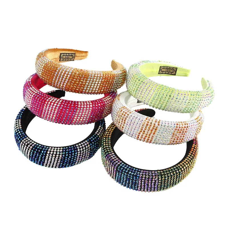 

LEVAO Sponge Padded Headband Shiny Rhinestone Hairband For Women Girls Baroque 4CM Wide Hair Hoop Head Band Hair Accessories
