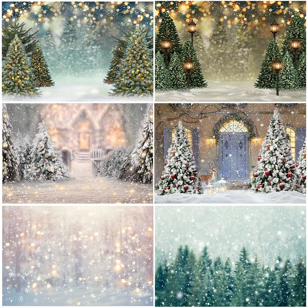 Photography Background Christmas Decoration Tree Retro Vintage Wooden Wall Fireplace Christmas Backdrops for Photo Studio