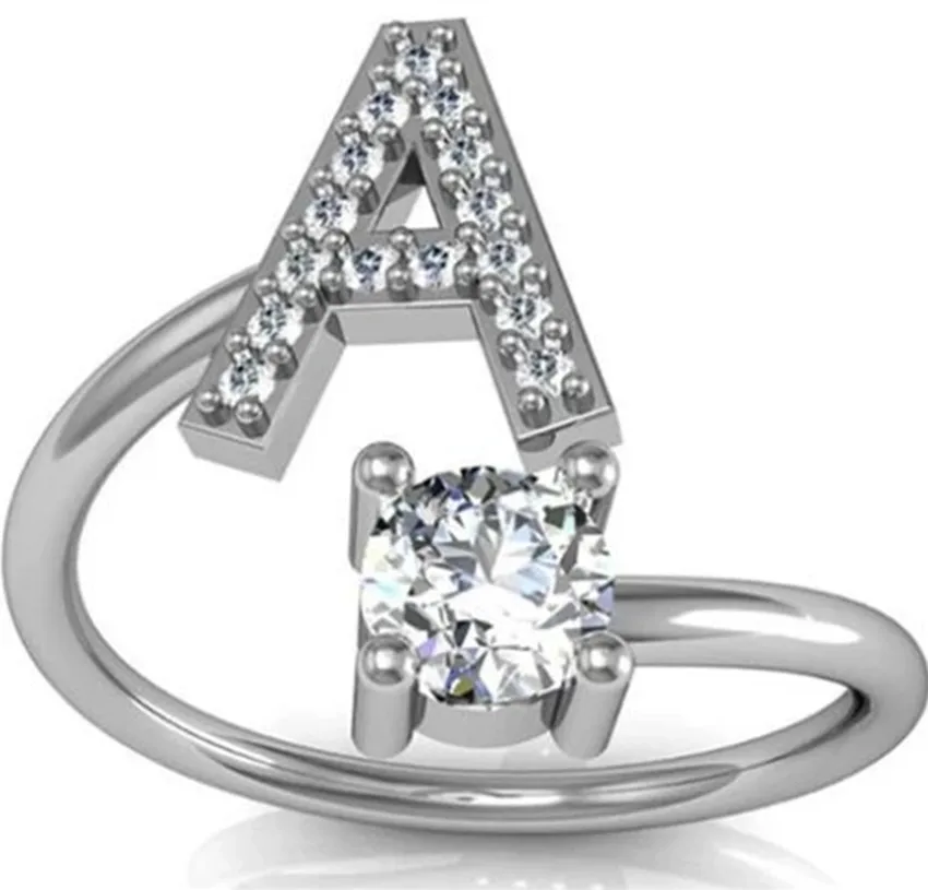 

Fashionable Stainless Steel Jewelry For Men And Women Silver A To Z Adjustable Ring Anniversary Gift