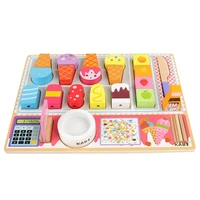 simulation bbq cutting set wooden toys for kids supermarket cash register fruitsdessert kitchen toys educational dropshipping