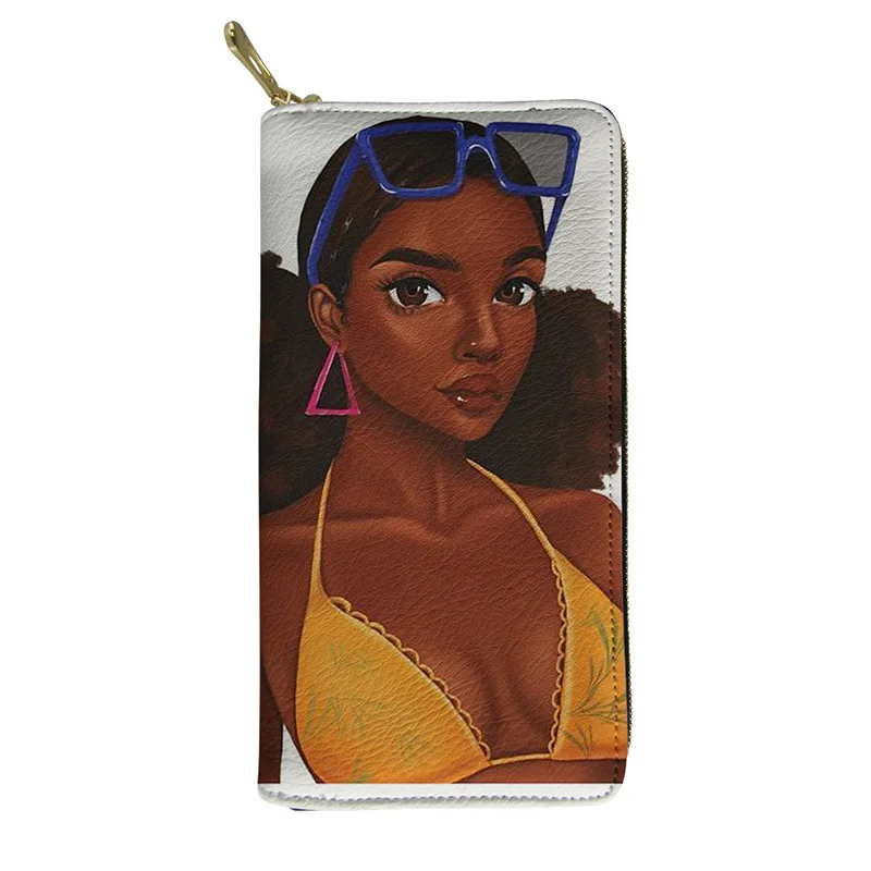 HYCOOL Модный женский длинный кошелек Желтое Бикини африканская красавица принт