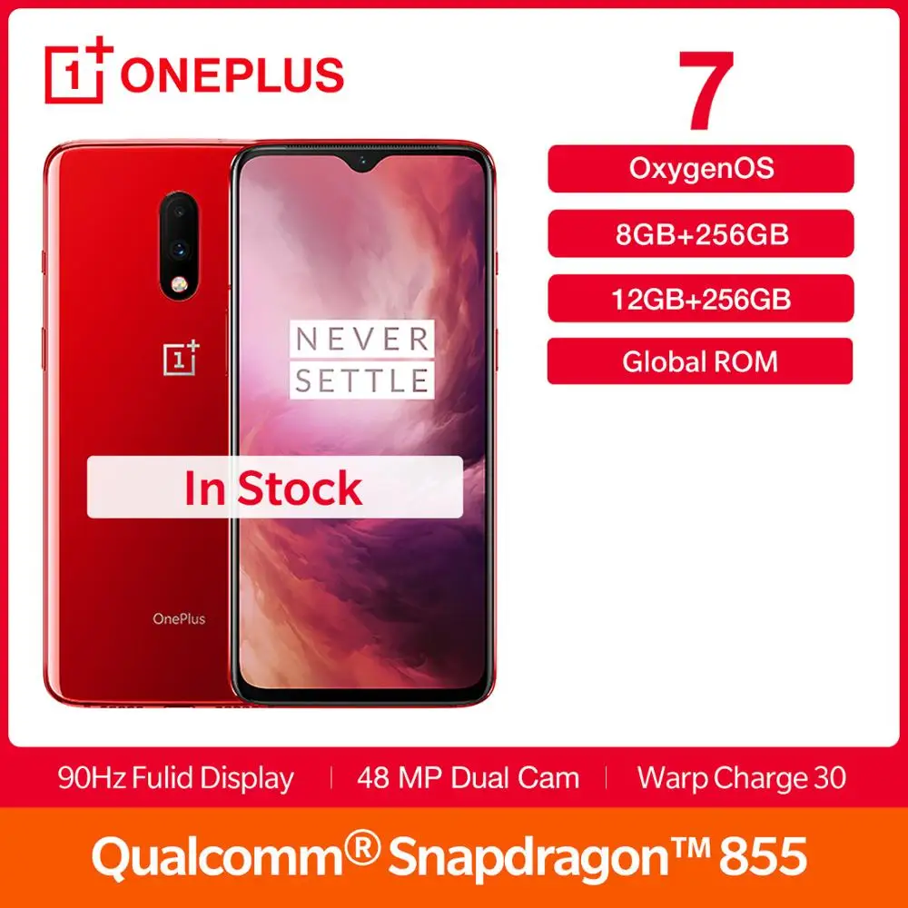 Смартфон OnePlus 7 глобальной прошивки 256 Гб ПЗУ AMOLED дисплей 6 41 дюйма Snapdragon 855 двойная