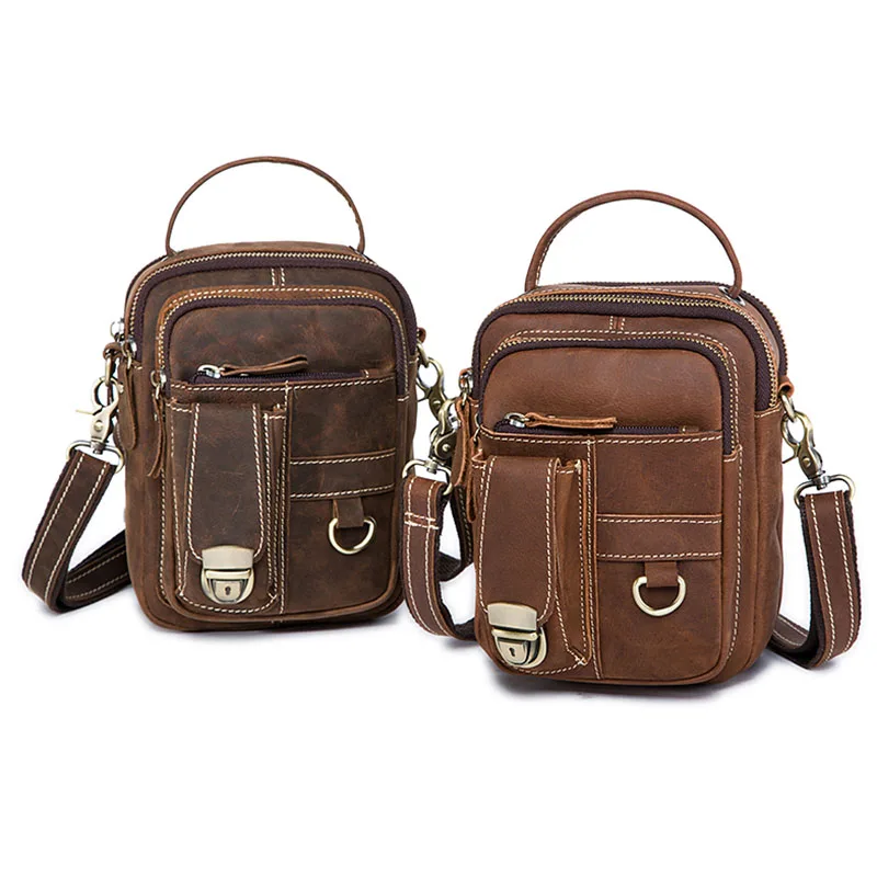 MVA Genuine Leather Bag Belt Men Male Men's Waist Pack Small Man Travel Fanny For Phone |