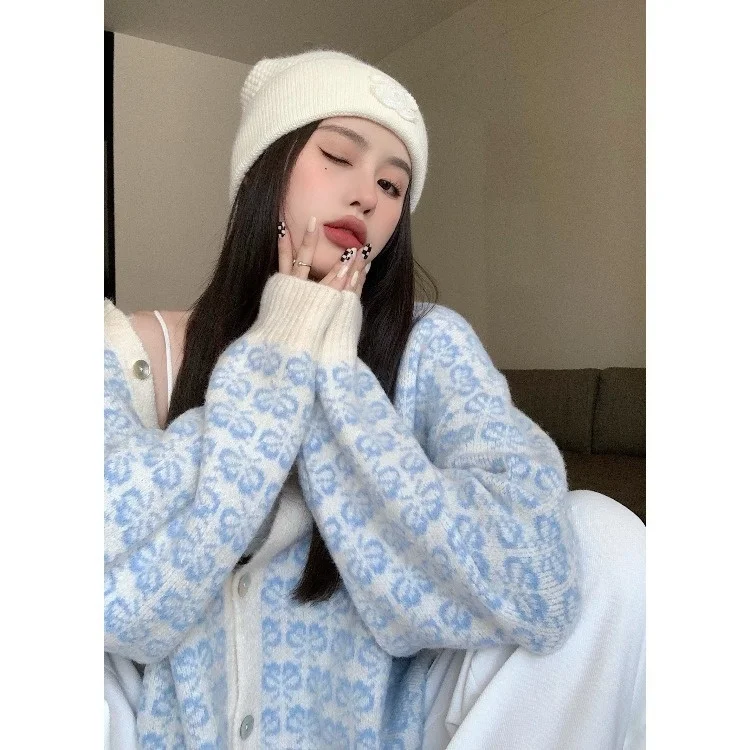 

Женский вязаный кардиган с v-образным вырезом, с длинным рукавом