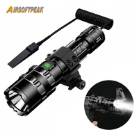 1600 lumen tactical flashlight usb rechargeable torch with flashlight mount clip remote switch hunting weapon light shooting