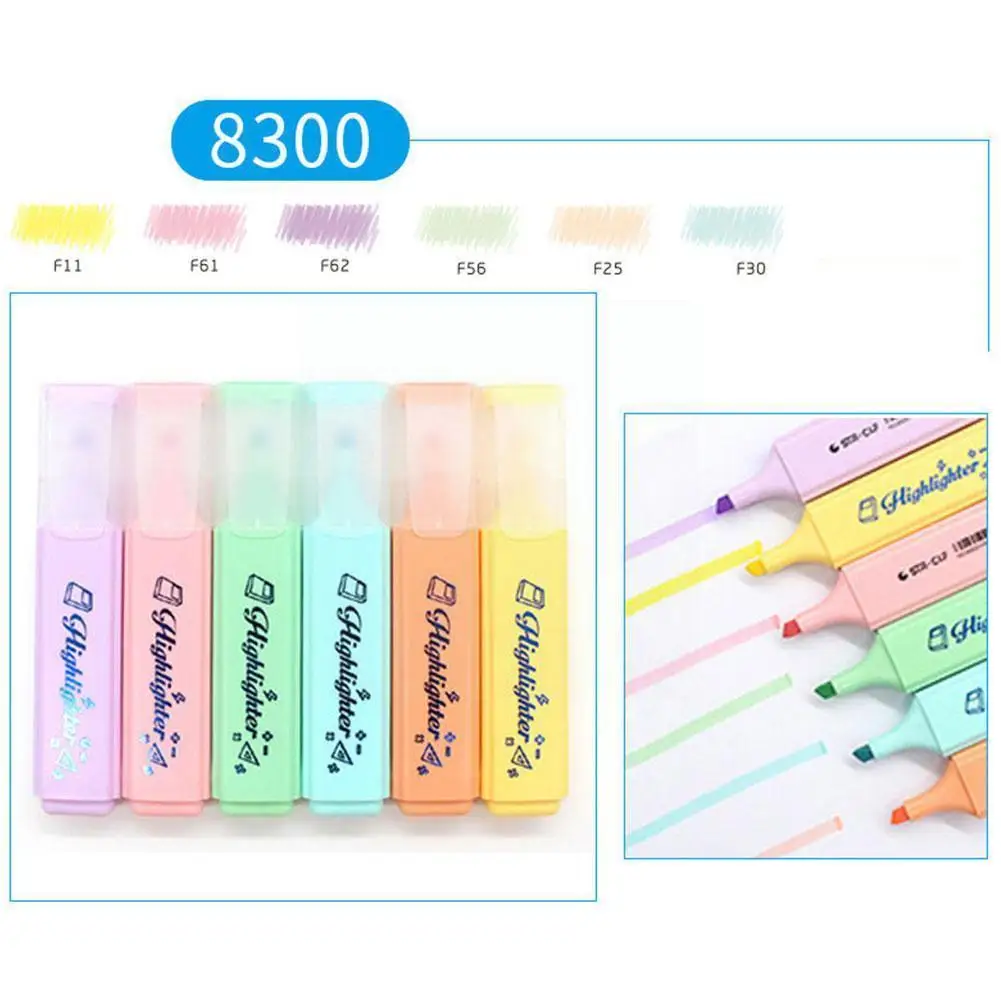 

1pcs Color Mini Colorful Highlighters Pastel Marker 6 Colors Single Text Marker Pen For School Office Japanese Statio A3x8