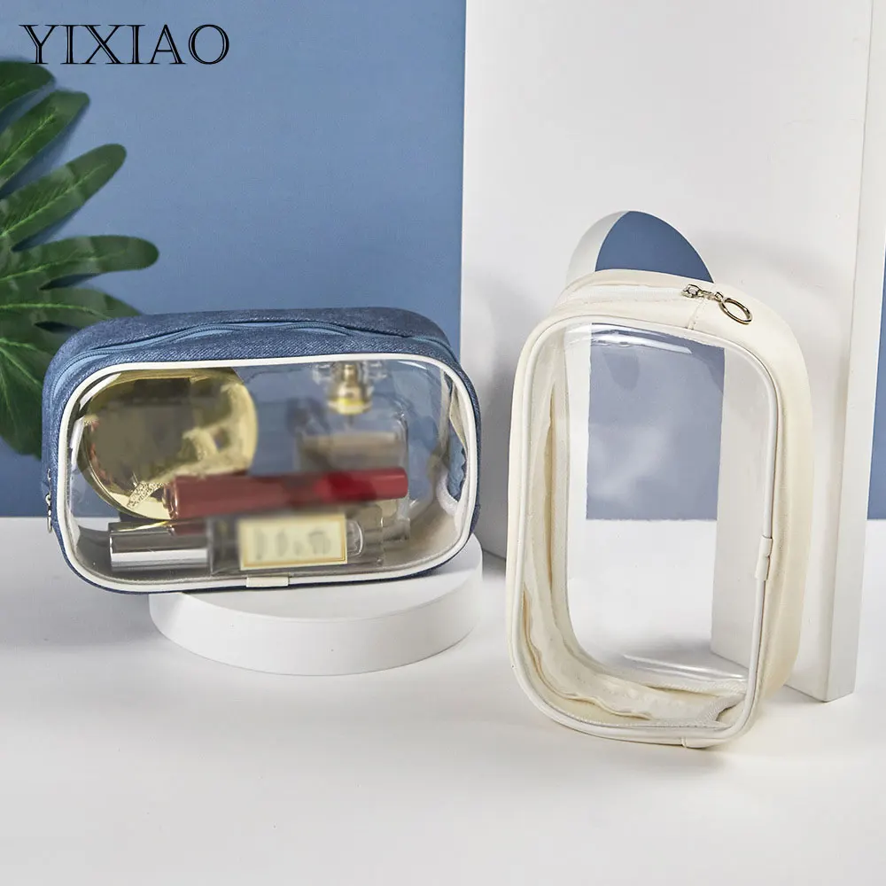 

YIXIAO Women Transparent Cosmetic Bags Female Toiletry Organizer Laser Waterproof Wash Makeup Bag Outdoor Travel Storage Bags